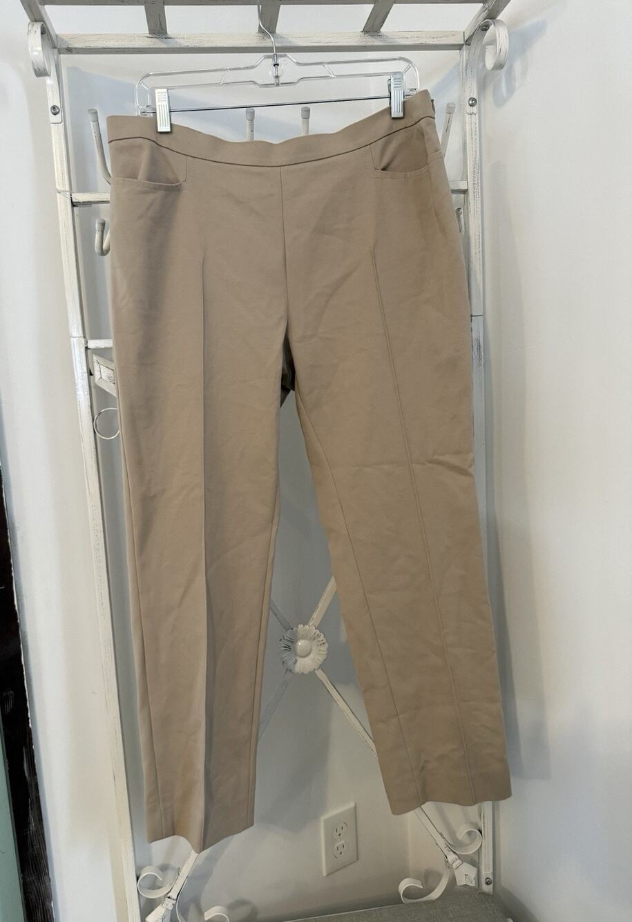 Akris Punto womens franca Techno Cotton Pants in light brown sz 12 $495 luxury